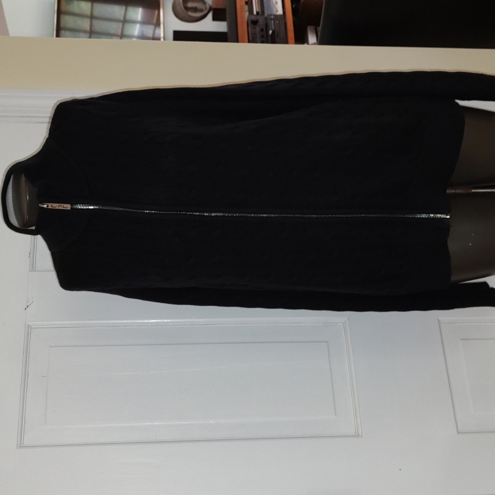L-RL Lauren Active Ralph Lauren Zippered Cardigan Black. Large?